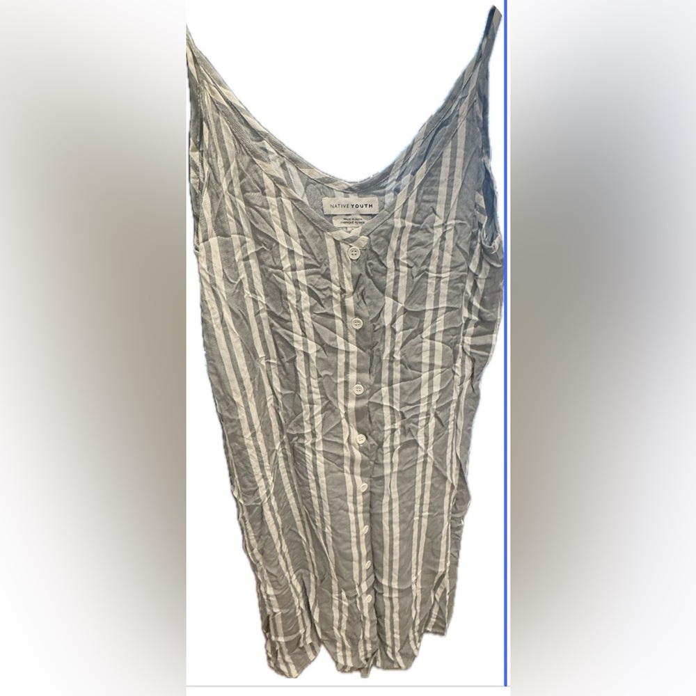 Native Youth Gray and White Striped Button-Up Shirt